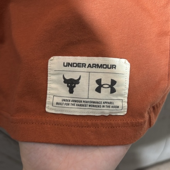 Project Rock Shirt Orange Small Under Armour Iron Paradise Loose Fit Gym Tee - Picture 3 of 4